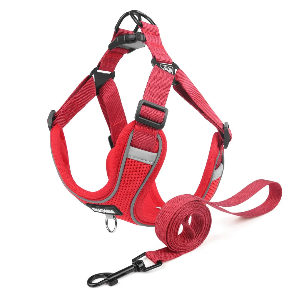 Classic Soft Dog Harness and Leash Set, Breathable Mesh Comfort Vest.  Reflective Dog Harness