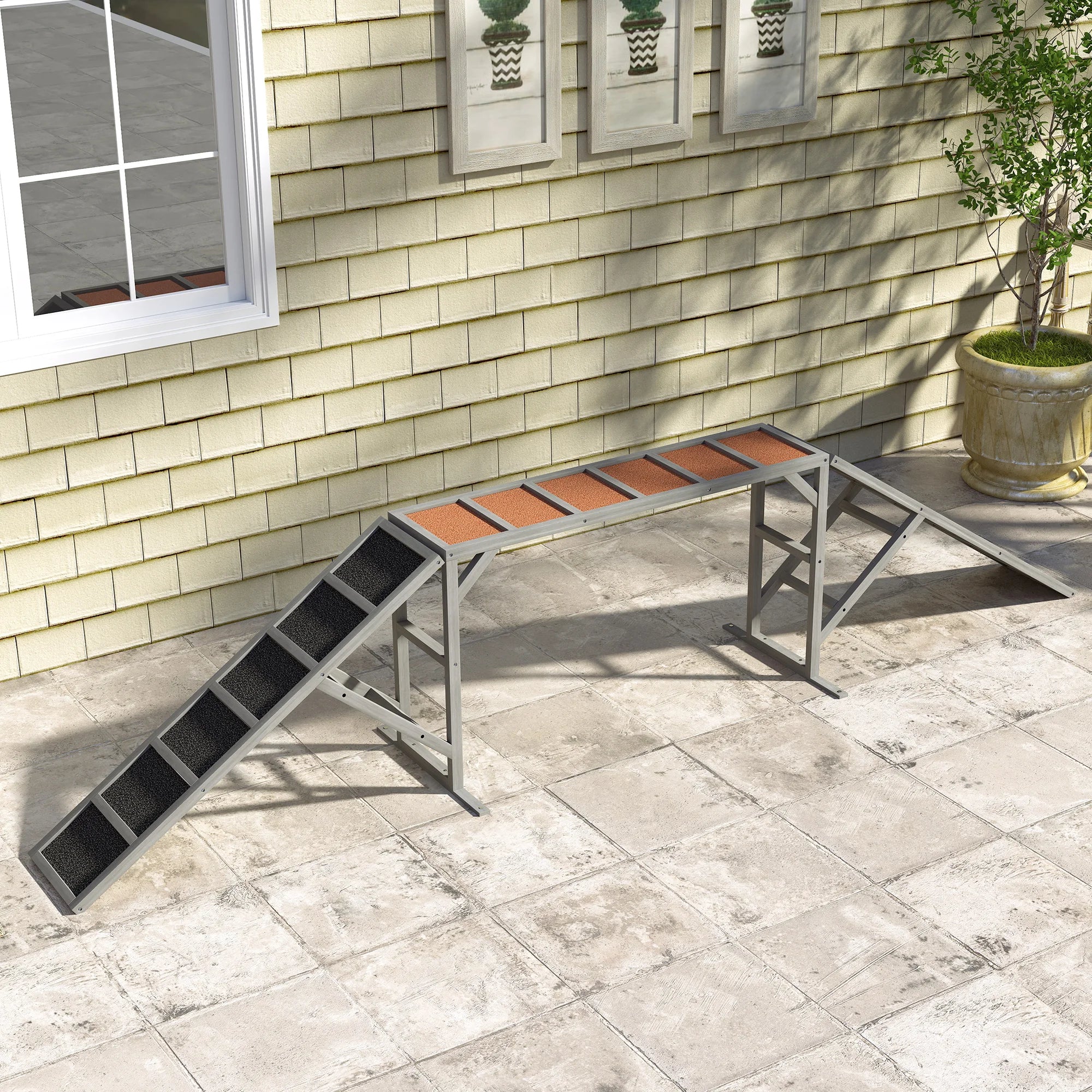 Dog Agility Training Ramp with Safety Bars 35 Degree Slope