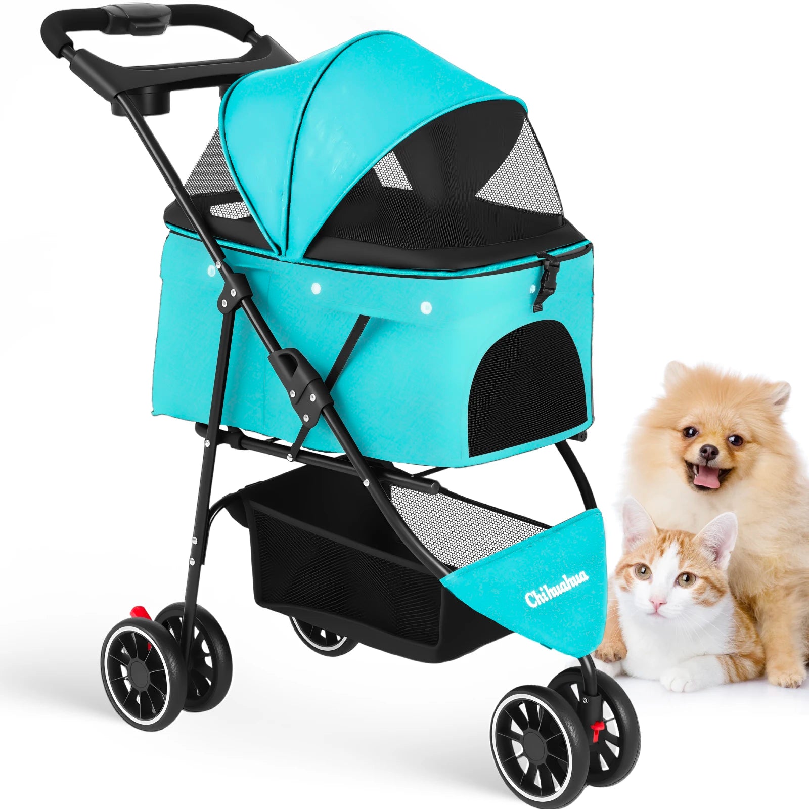 Pet Stroller For Small Puppy Dogs & Cats Travel Portable Dog Stroller