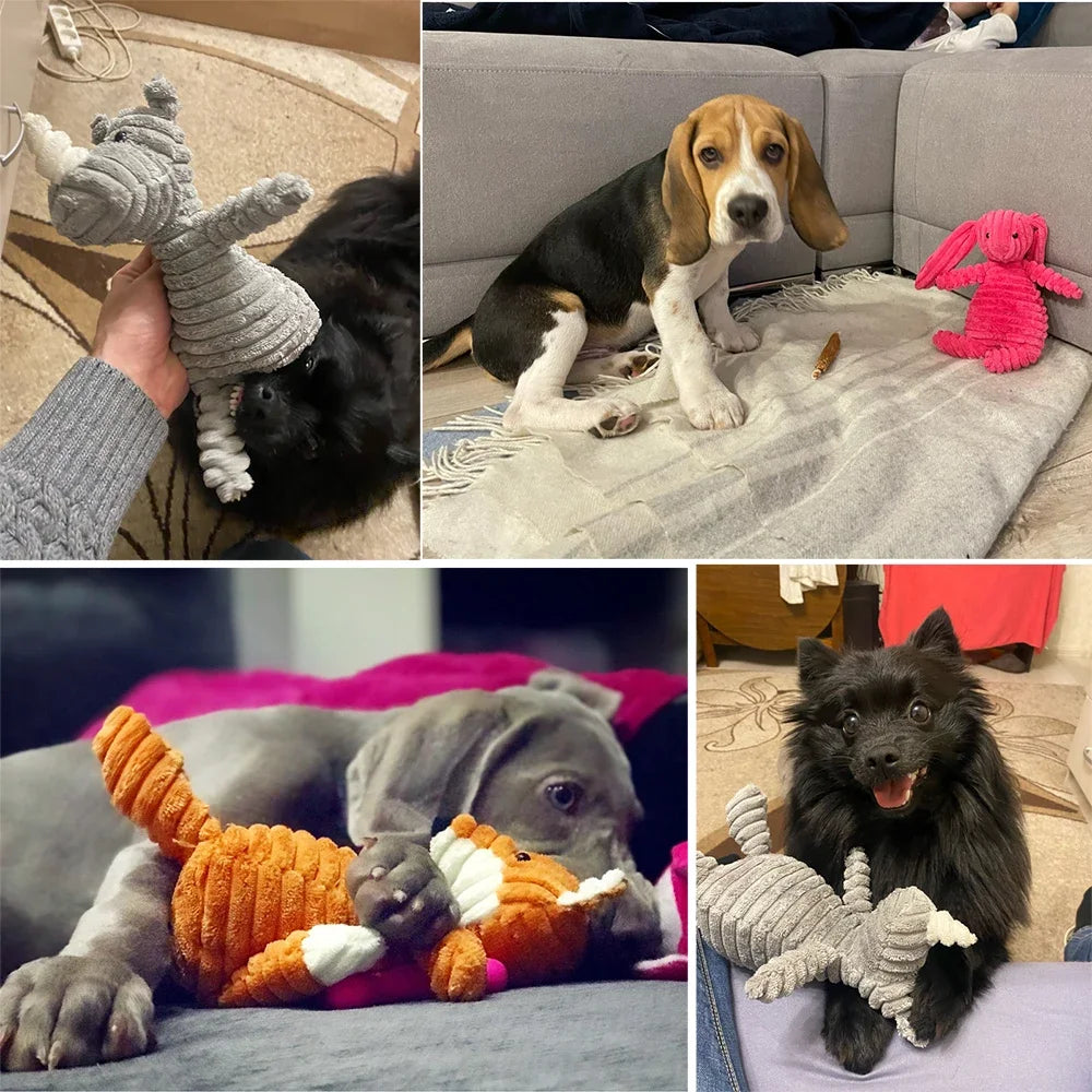 Plush Dog Toy Animals Shape Bite Resistant Squeaky Toys