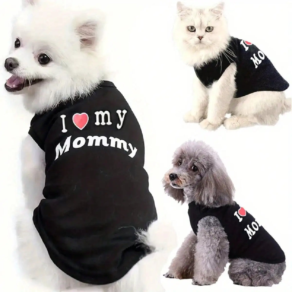 Dog Vest, "I Love My Daddy, Mommy" Puppy T-Shirt, Summer Sleeveless Vest