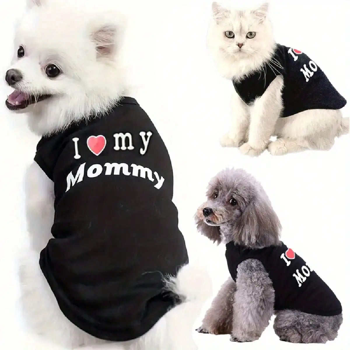 Dog Vest, "I Love My Daddy, Mommy" Puppy T-Shirt, Summer Sleeveless Vest