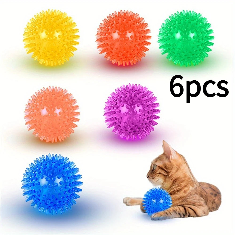 6pcs Dog Toy Balls, BPA Free Non-Toxic Plastic, Durable Spikey