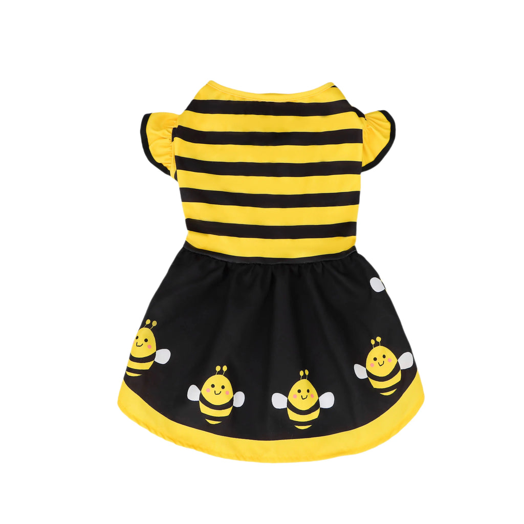 Dog Dress Cute Bee, Pet Bee Costumes, Yellow Cartoon Bumble Bee Stripes