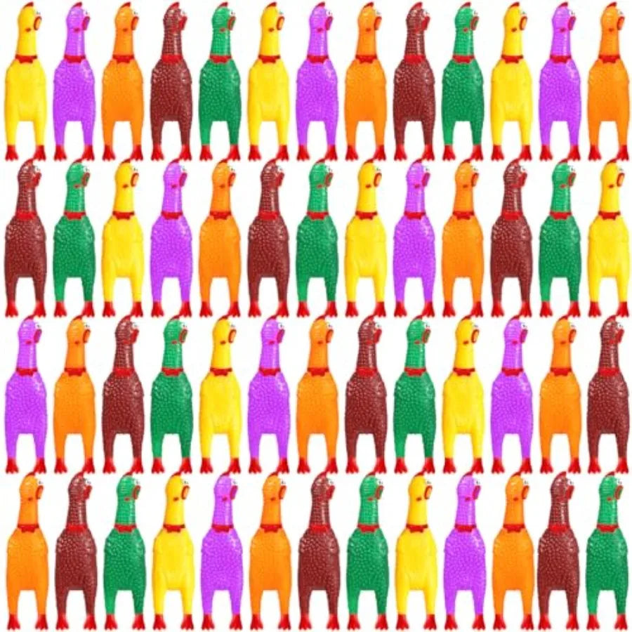 50 Pcs Rubber Chickens Squeak Screaming Chicken Novelty Bulk Dog Toys