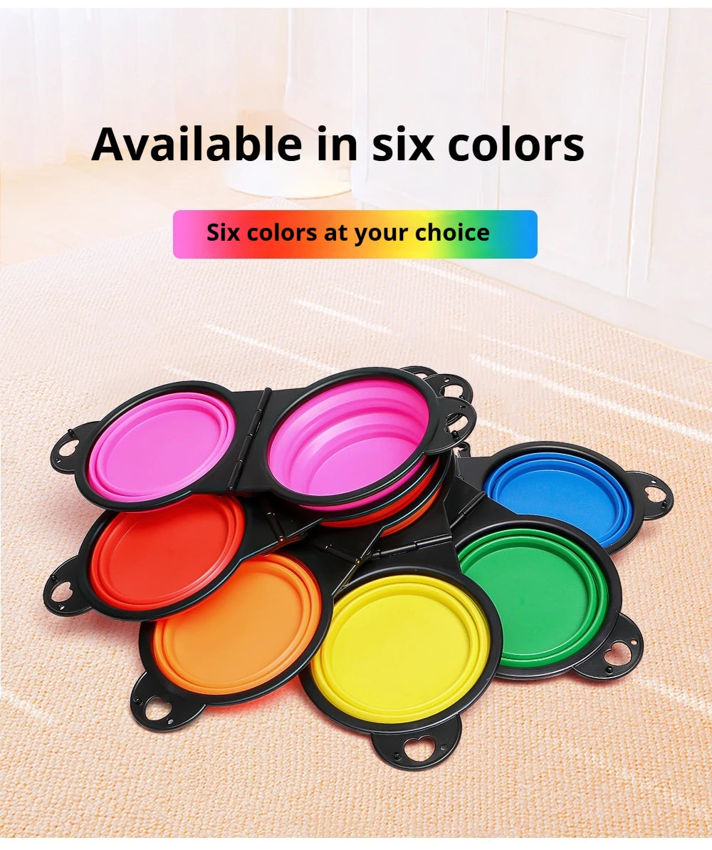 2 in 1 Collapsible Dog Travel Bowl Double Bowls Folding