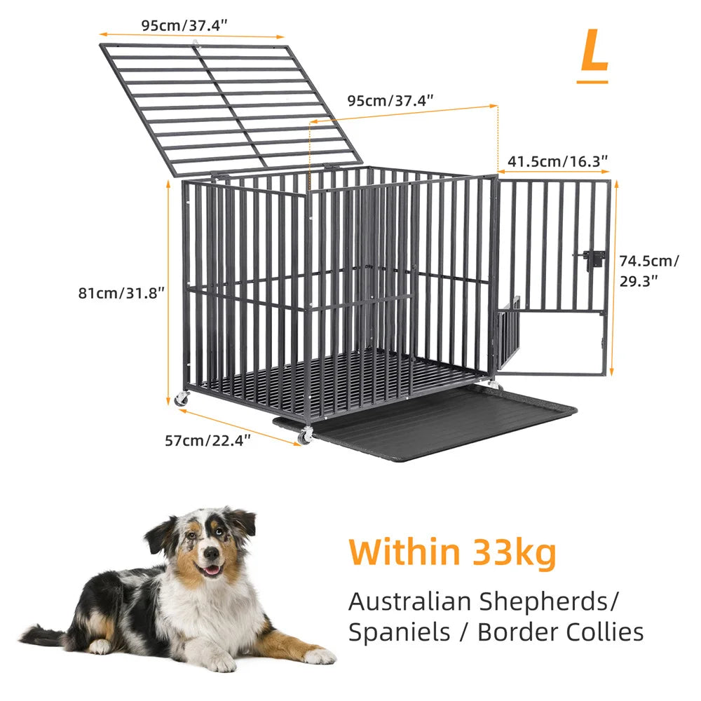 XXL Large Heavy Duty Dog Crate Strong Pet Cage  Square Tube Metal Kennel