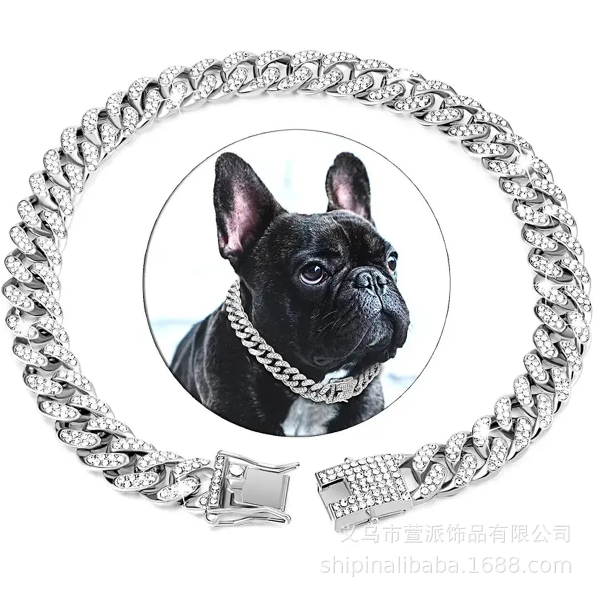 Collar Necklace Dog Full Diamond Cuban Chains