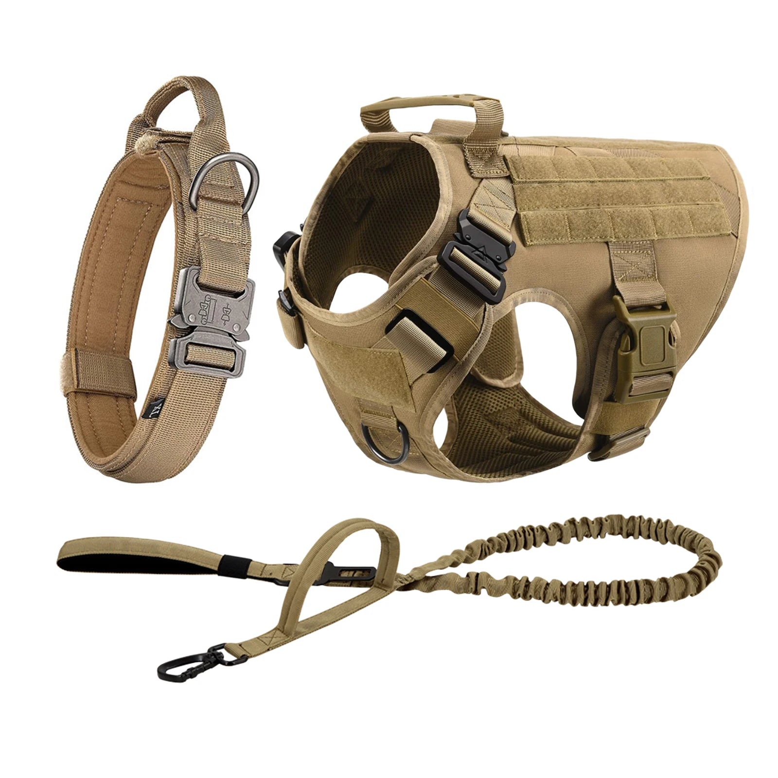 Tactical Dog Harness Collar Leash Pouches For Medium Large Dogs