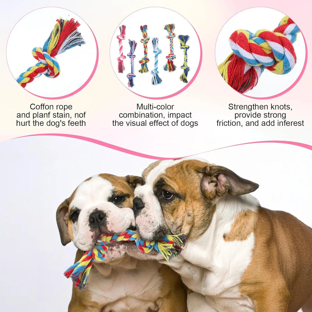 Colorful Braided Dog Rope Chew Toys-Durable Interactive