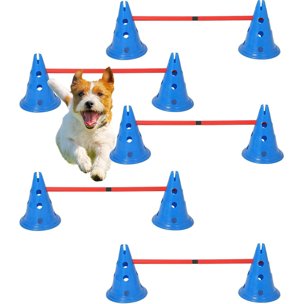 Dog Agility Hurdle Cone Set  Include 12 Agility Cones 6 Agility Rods
