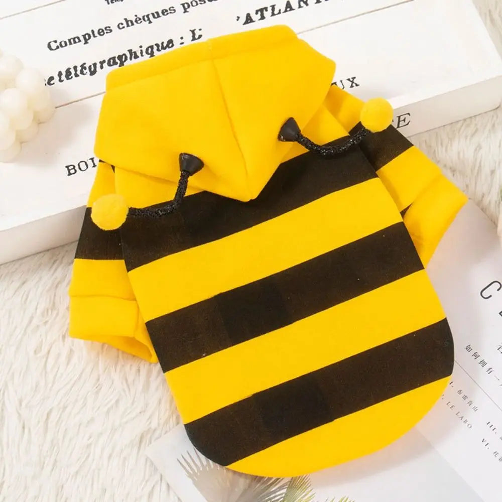 Soft Pet Bee Costume Hooded Breathable Winter Warm Bee Cosplay Costume