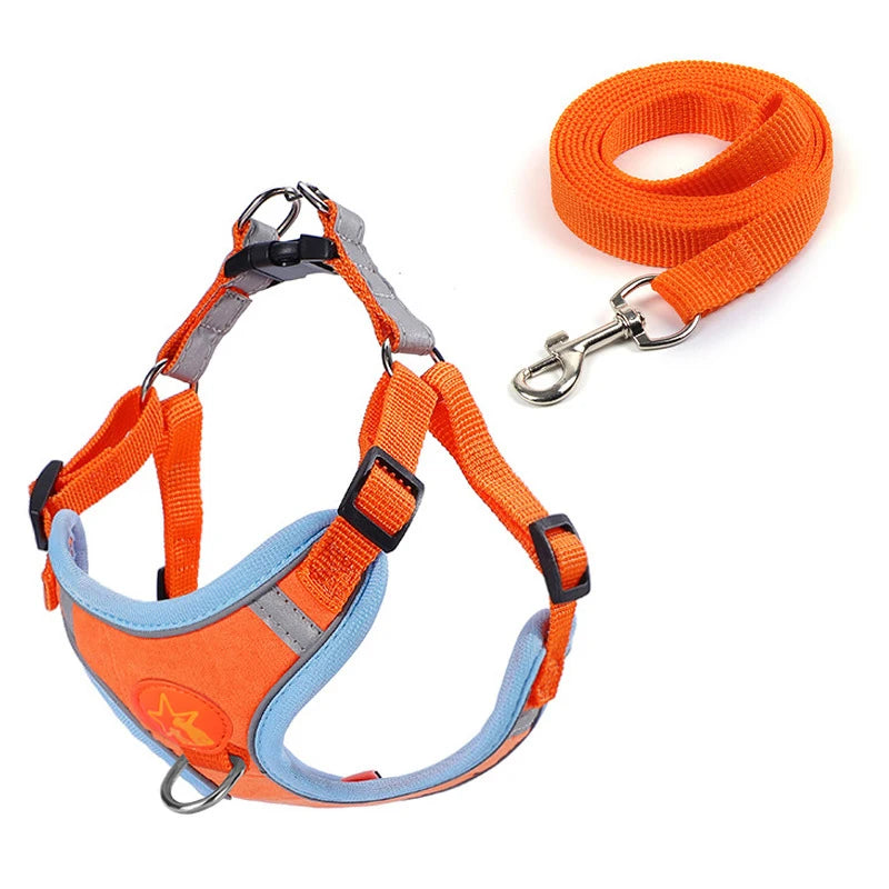 Small Medium Dogs Harness Vest Walking Traction Rope Reflective Straps.