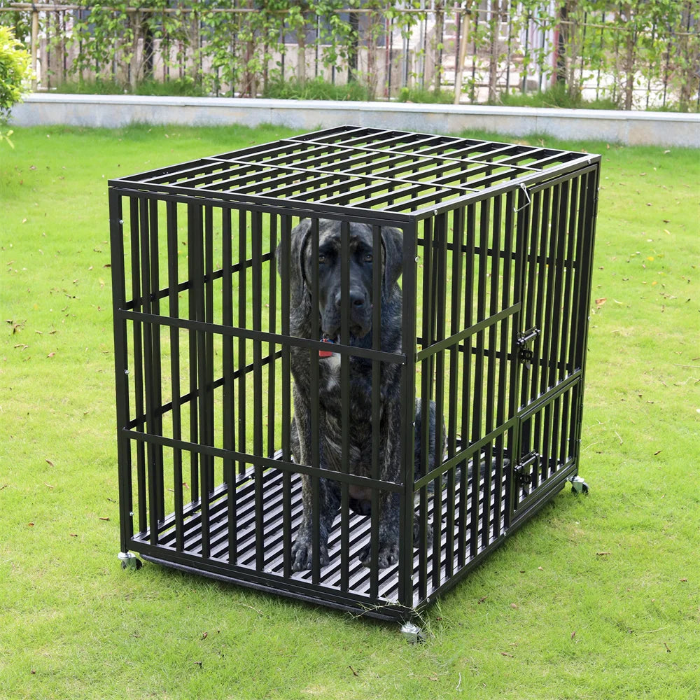 XXL Large Heavy Duty Dog Crate Strong Pet Cage  Square Tube Metal Kennel
