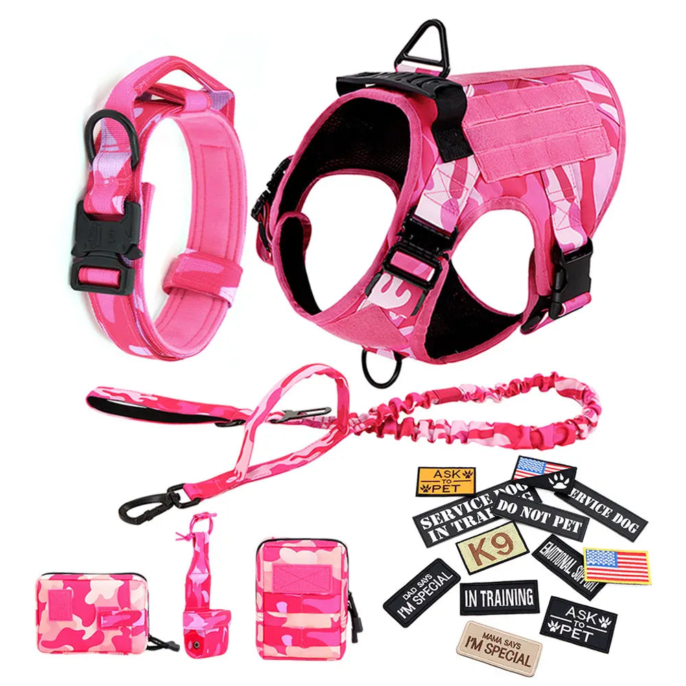 Military Pink Camouflage Dog Harness For Large Medium Dogs