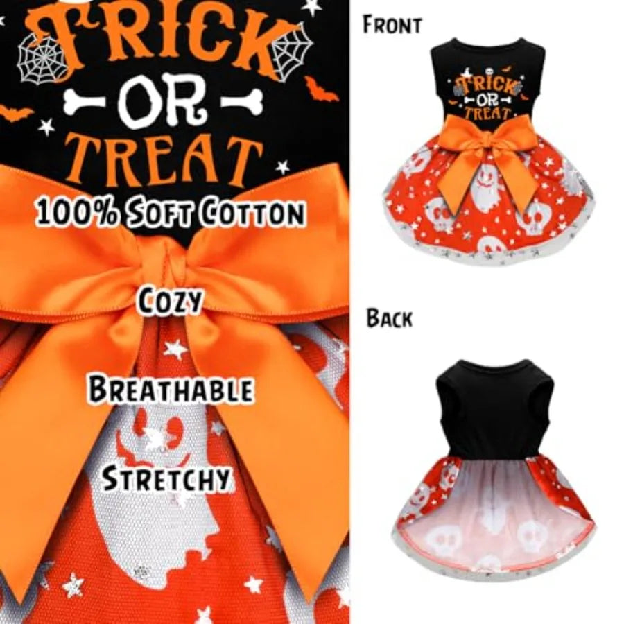 Dog Halloween Costumes Funny Puppy Dress with Bow