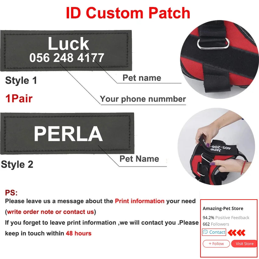 Personalized Dog Harness NO PULL Reflective Breathable.