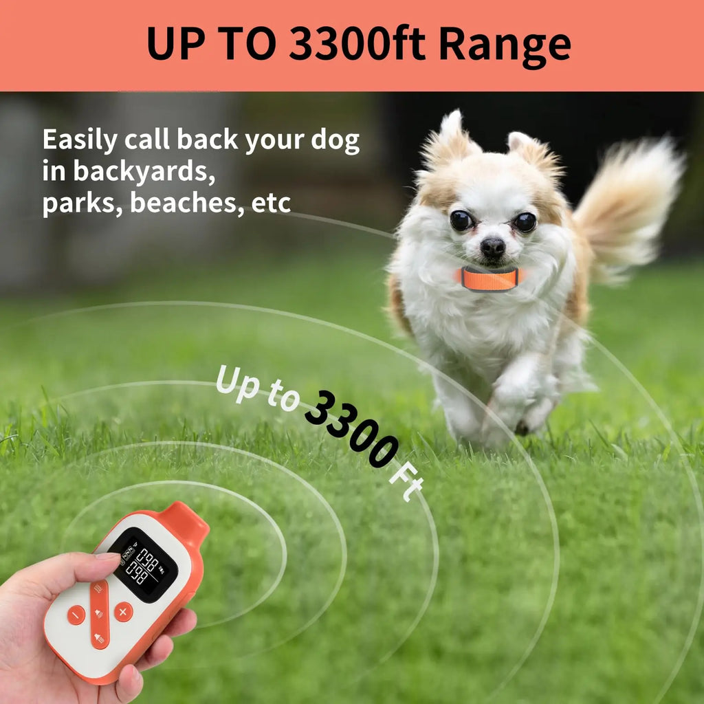 No Shock Dog Training Collar, 3300ft Remote Waterproof Beep & Vibration Collar.