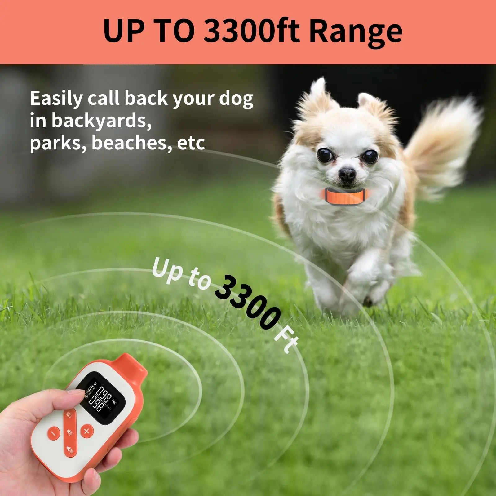 No Shock Dog Training Collar, 3300ft Remote Waterproof Beep & Vibration Collar.