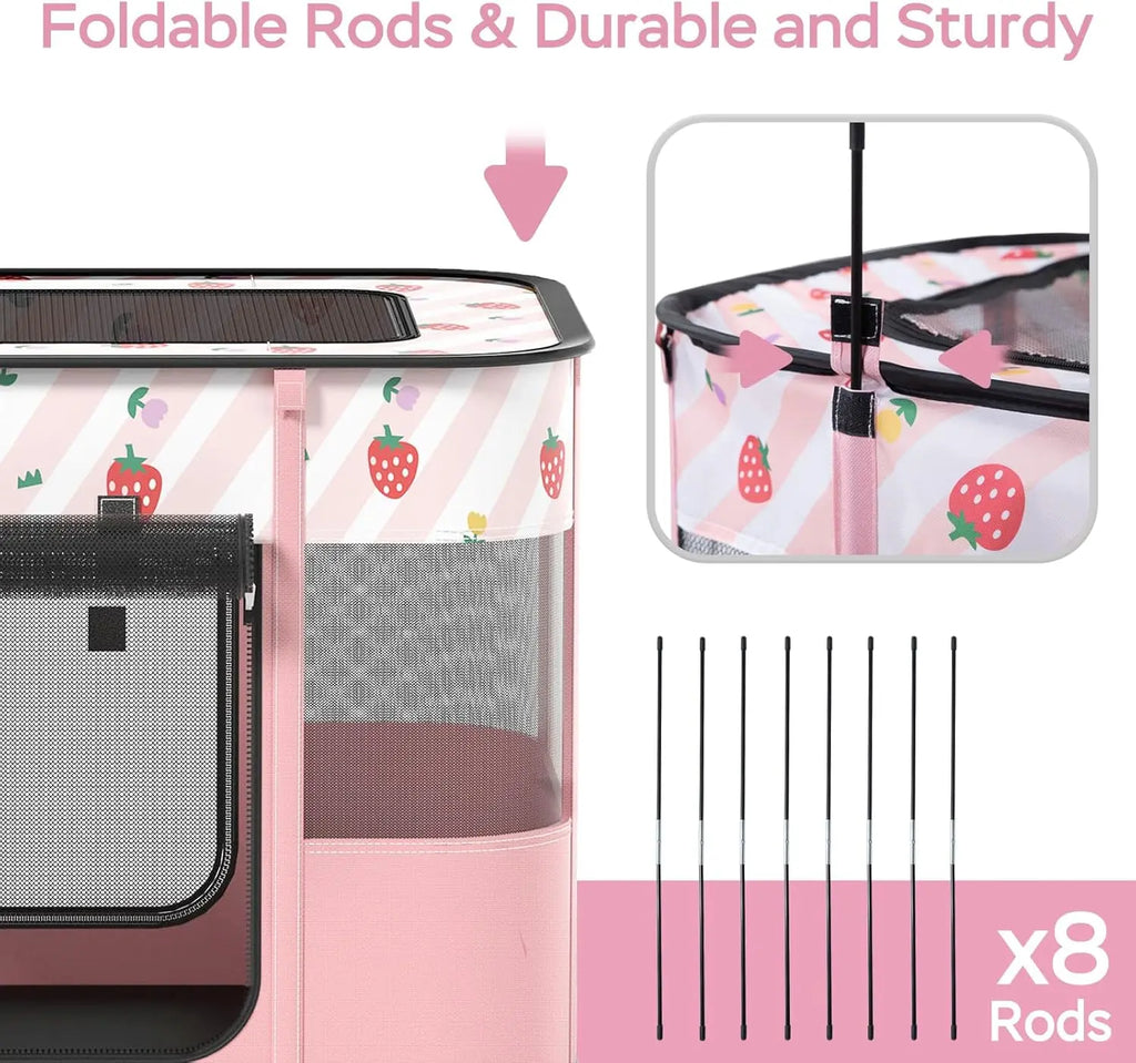 Portable Collapsible Pet Playpen for Dogs  Indoor Outdoor Travel