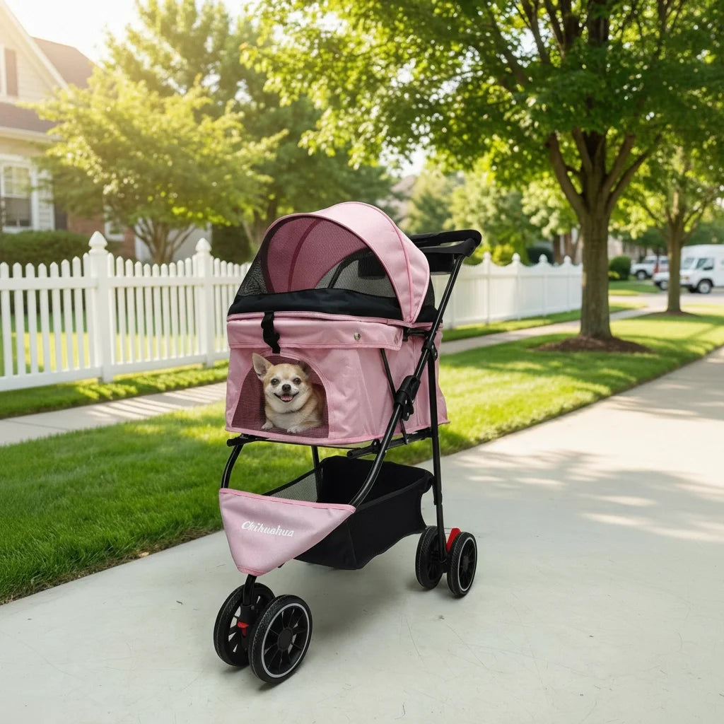 Pet Stroller For Small Puppy Dogs & Cats Travel Portable Dog Stroller