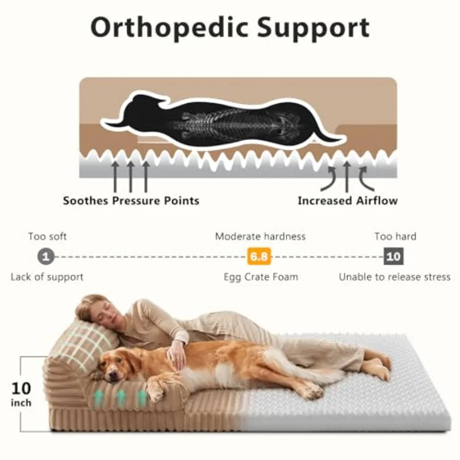 Foldable Human Dog Bed Orthopedic Egg-Crate Memory Foam