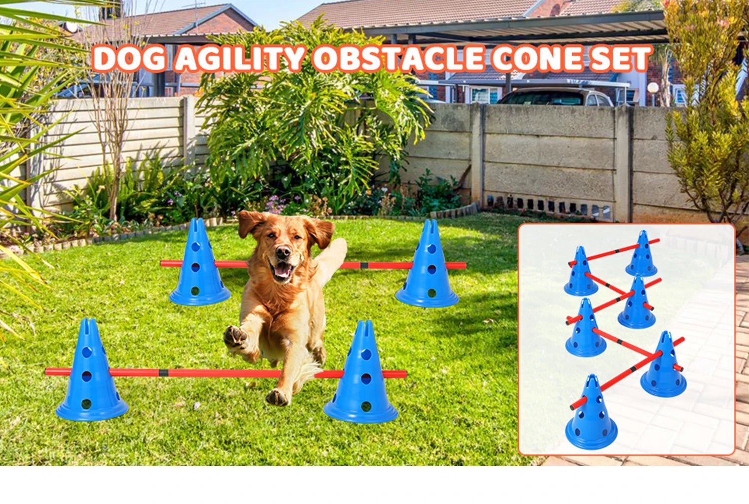 Dog Agility Hurdle Cone Set  Include 12 Agility Cones 6 Agility Rods