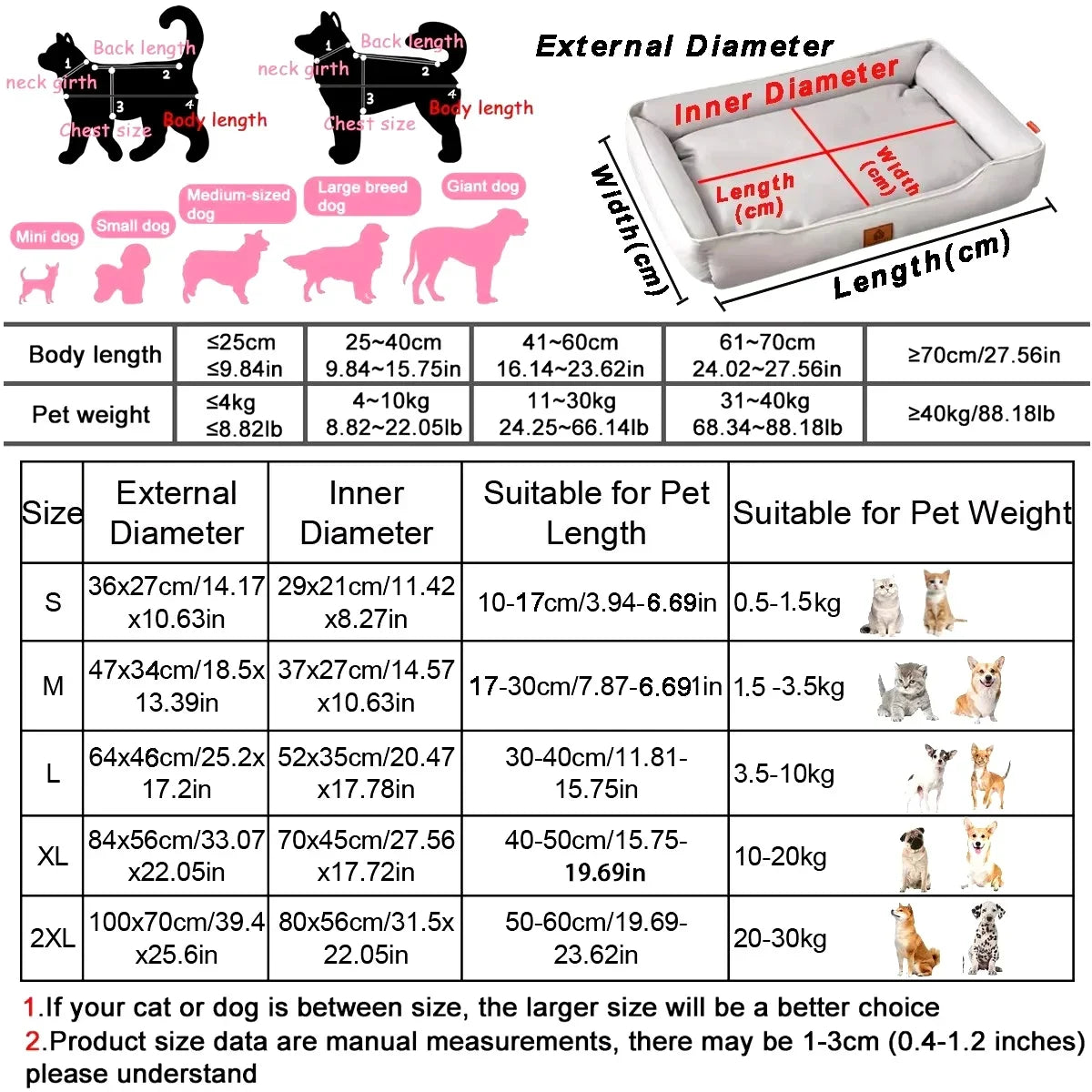 Four Season Square Dog Bed for Large Dog Mattress Bite-resistant  Waterproof