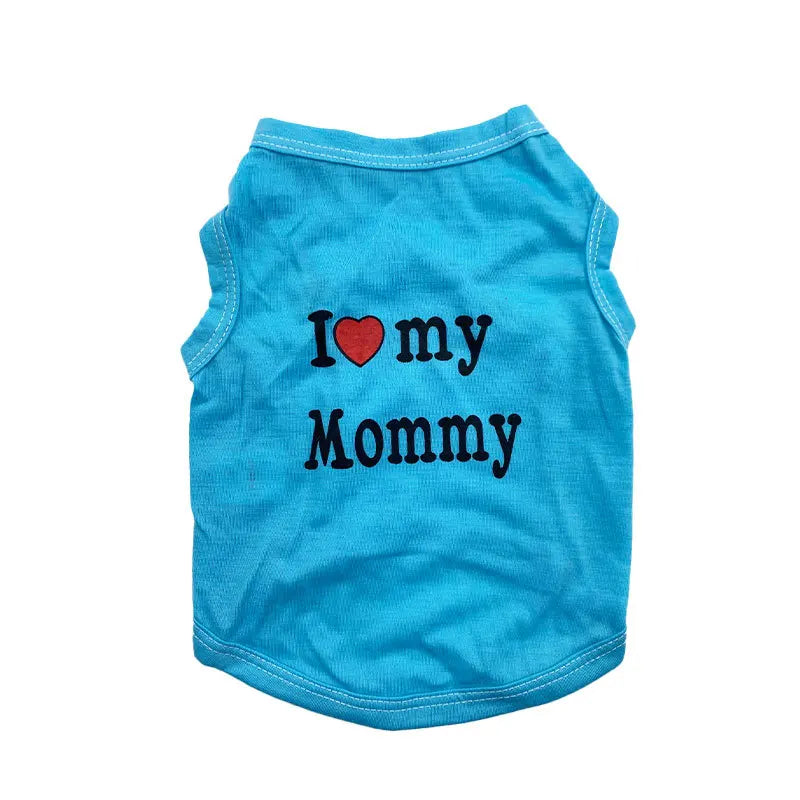 Dog Vest, "I Love My Daddy, Mommy" Puppy T-Shirt, Summer Sleeveless Vest
