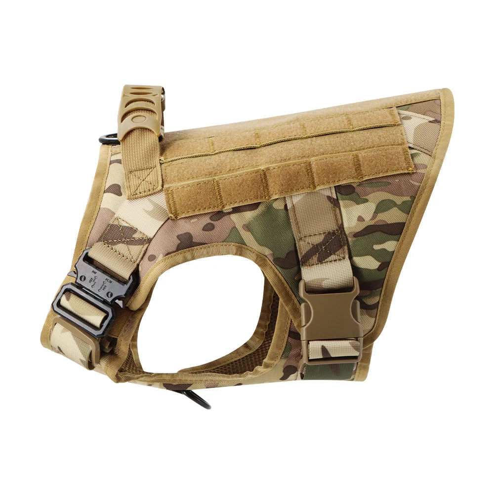 Military Large Dog Harness Collar Leash Bags Patches Set