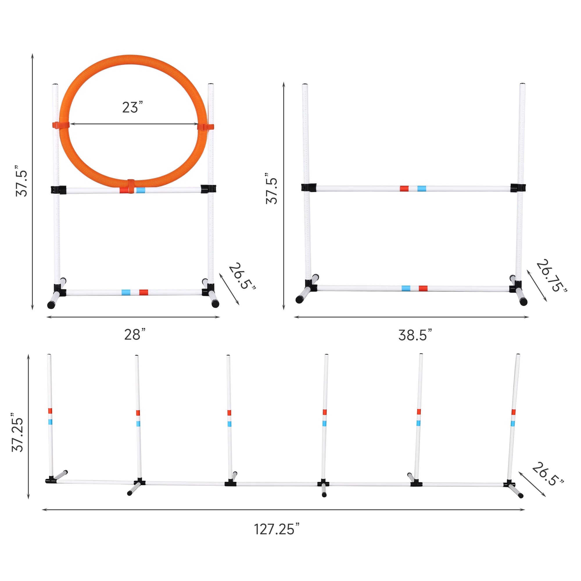 3PC Dog Agility Equipment Set, Obstacle Course.
