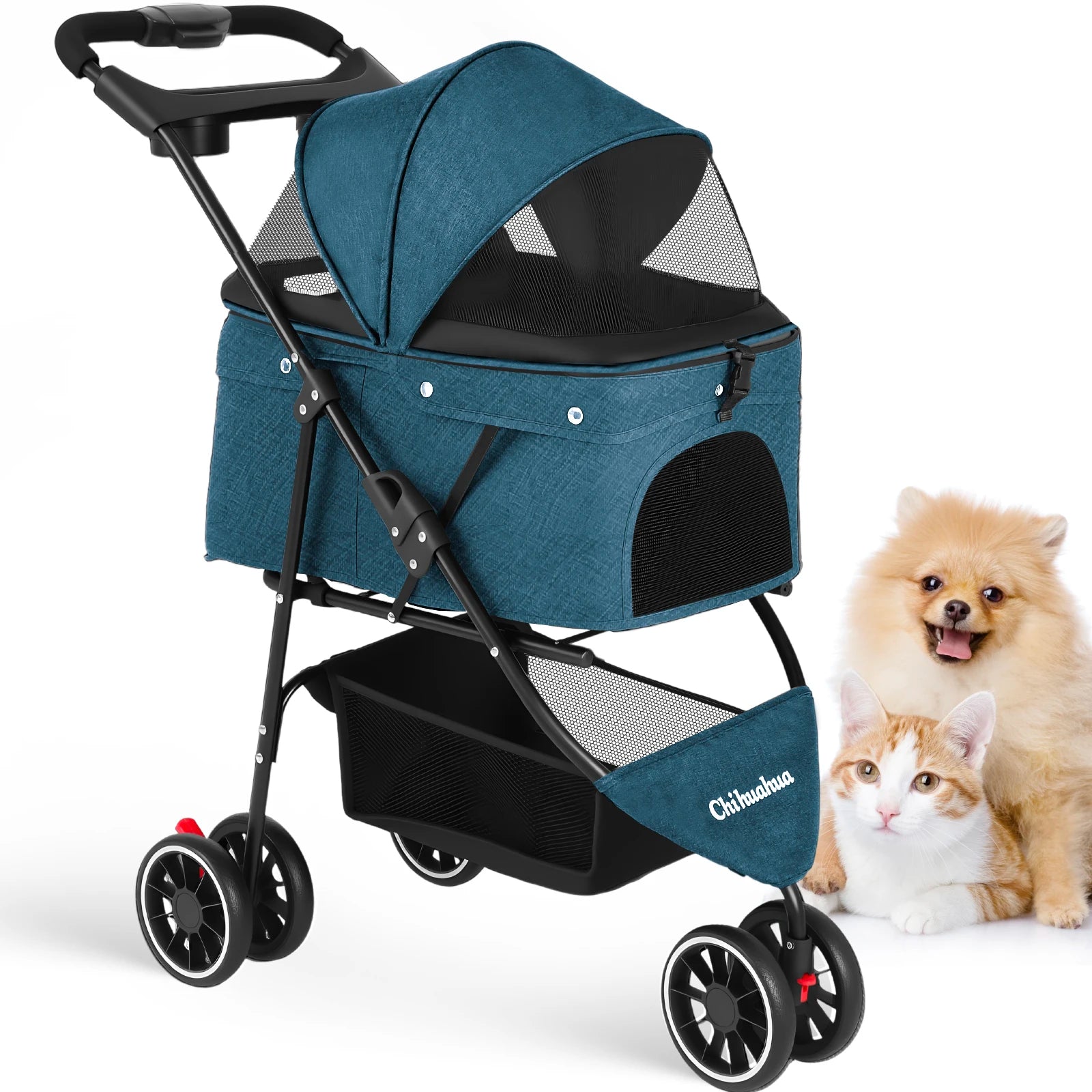 Pet Stroller For Small Puppy Dogs & Cats Travel Portable Dog Stroller