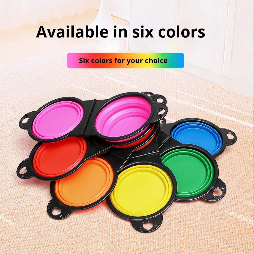 2 in 1 Collapsible Dog Travel Bowl Double Bowls Folding
