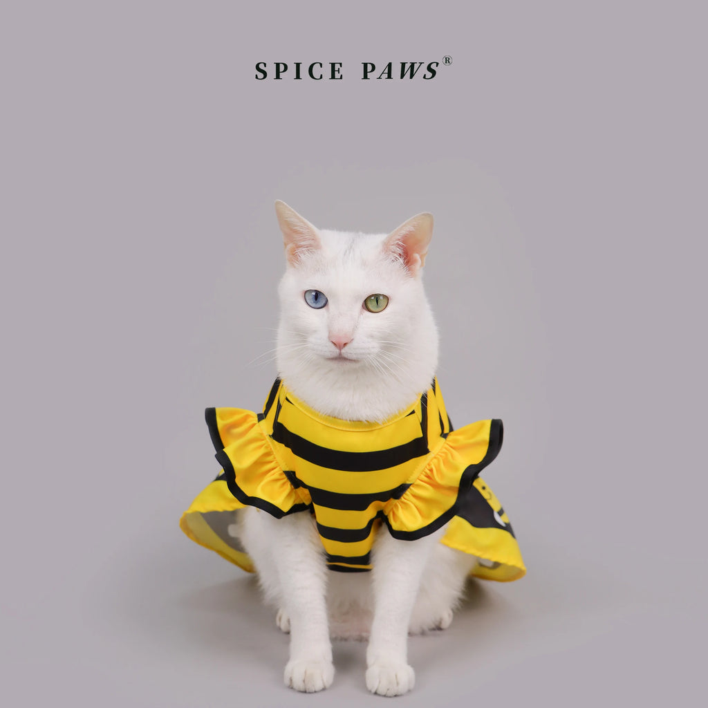 Dog Dress Cute Bee, Pet Bee Costumes, Yellow Cartoon Bumble Bee Stripes