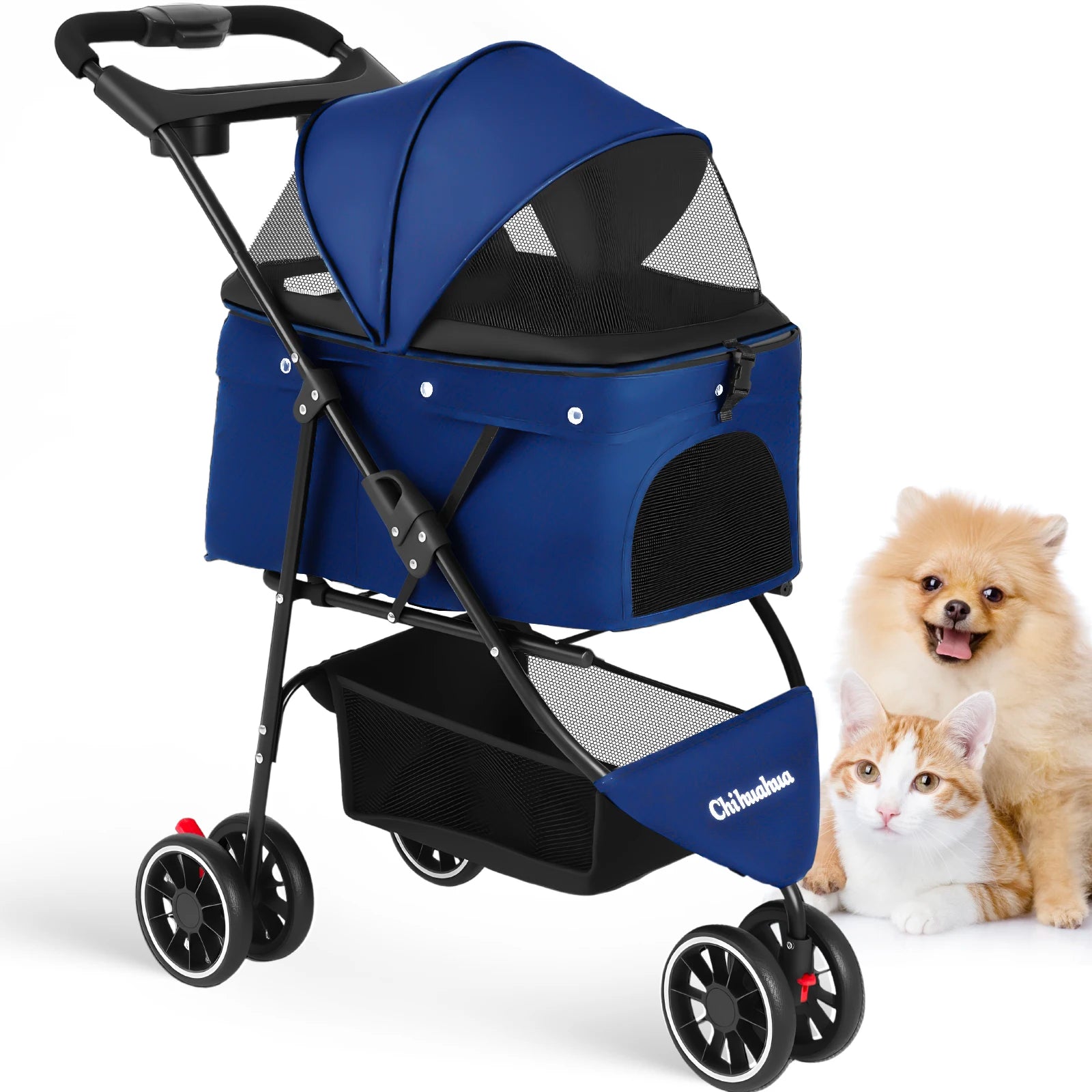 Pet Stroller For Small Puppy Dogs & Cats Travel Portable Dog Stroller