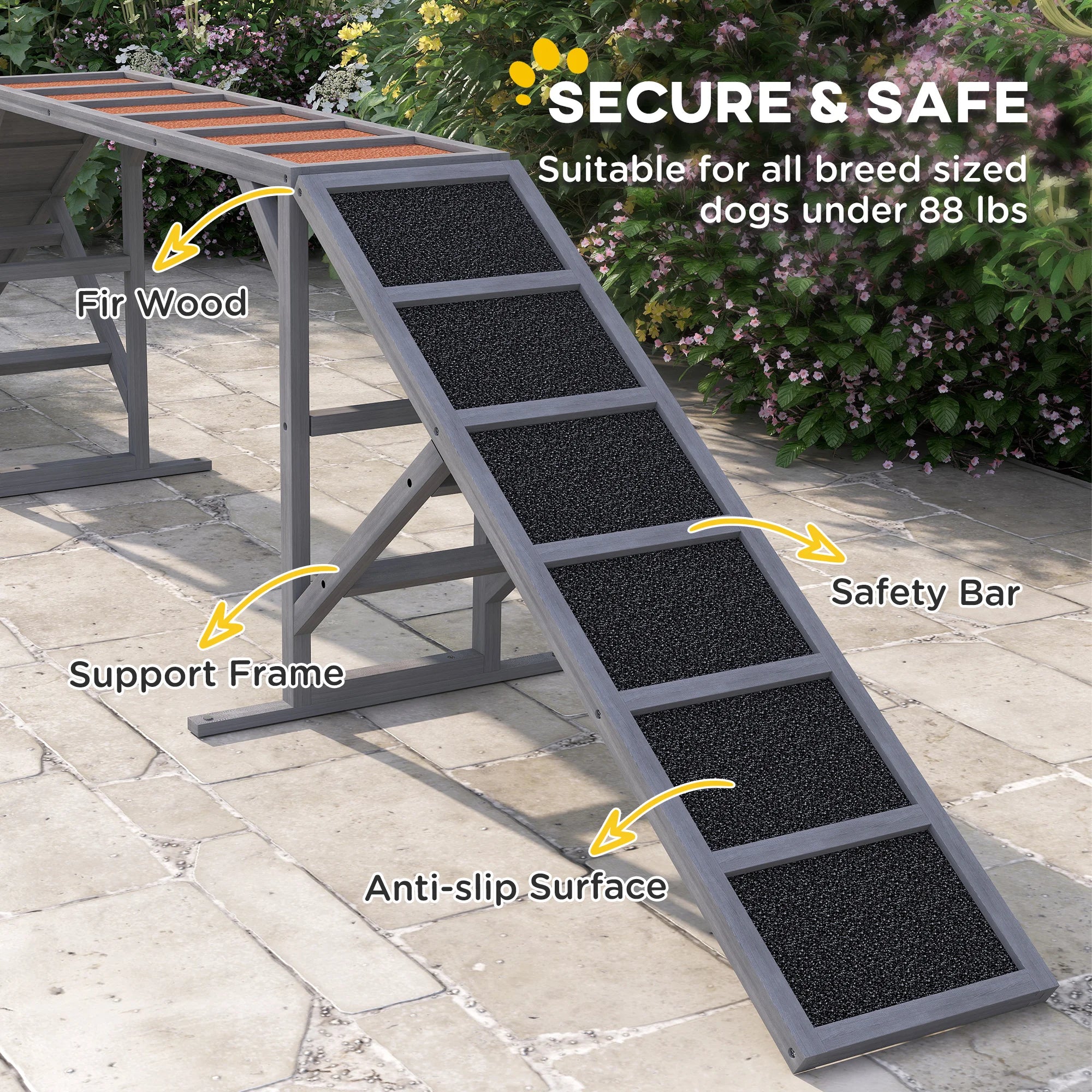 Dog Agility Training Ramp with Safety Bars 35 Degree Slope
