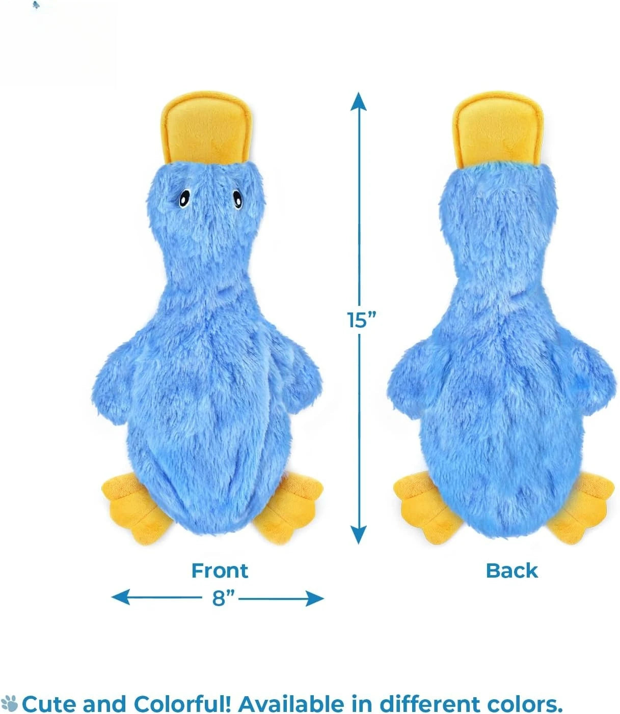 Interactive squeaky dog chew toy, crinkle duck