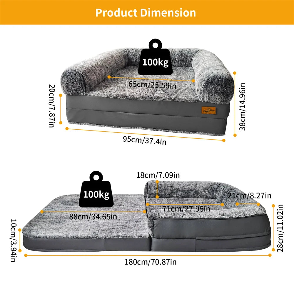 Foldable Human Dog Bed for Adult 2 in 1 Calming Large Dog Bed Washable.