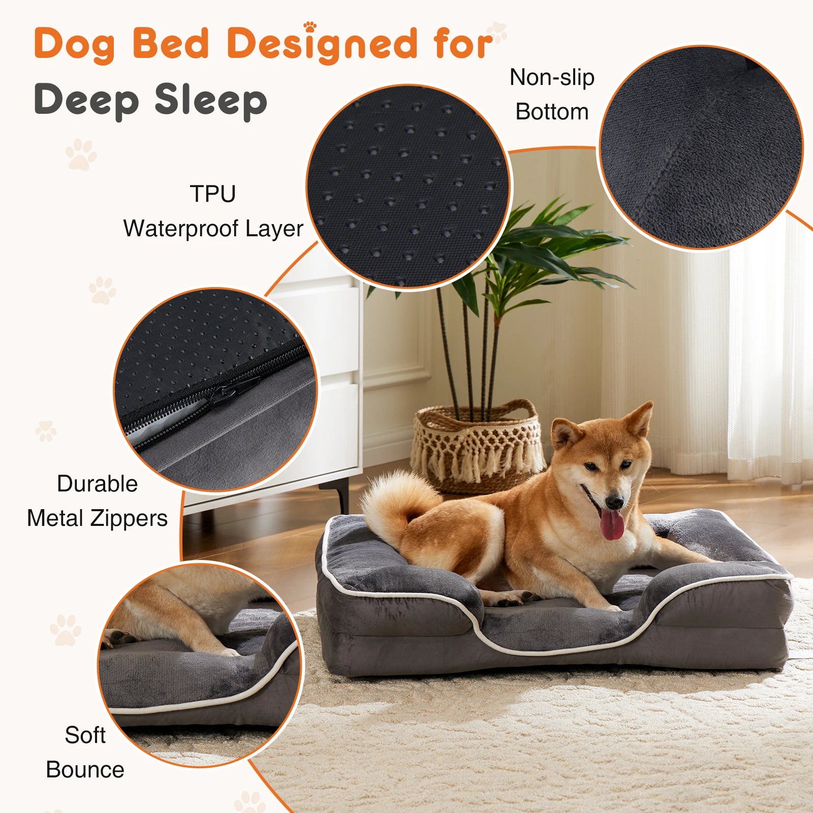 JHK Orthopedic Dog Bed Memory Foam Pet Bed for Small Dogs