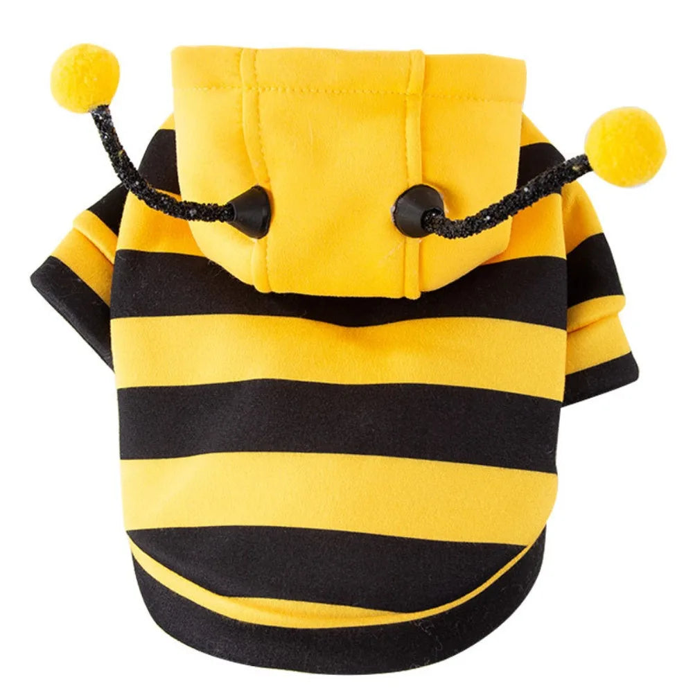 Soft Pet Bee Costume Hooded Breathable Winter Warm Bee Cosplay Costume