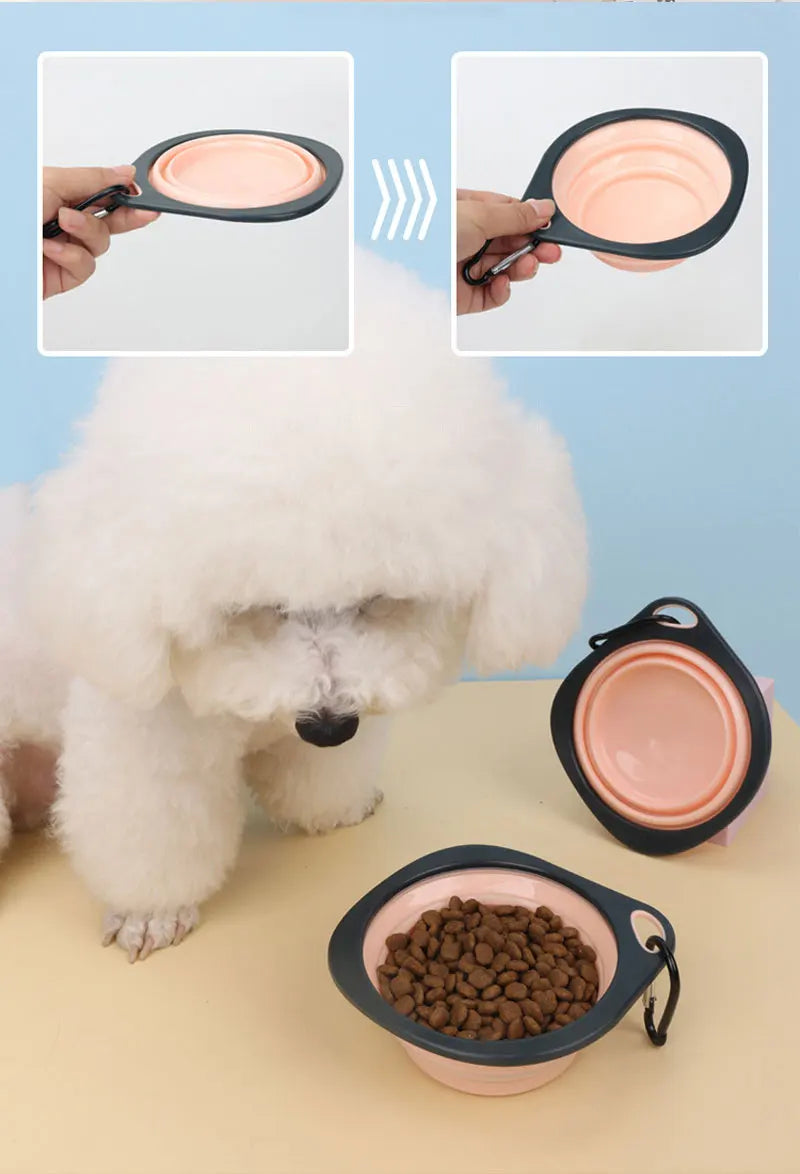 Pet Folding Silicone Bowl Collapsible Dog Outdoor Travel