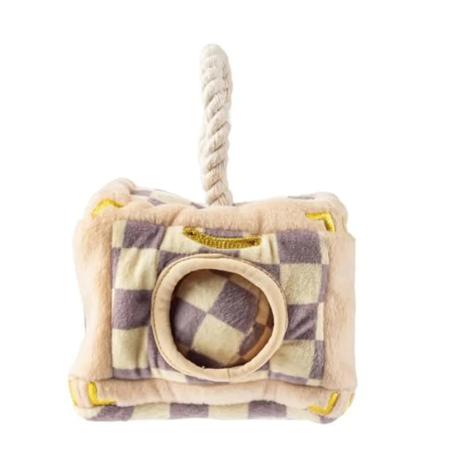 Checker Chewy Vuiton Trunk Activity House Plush Designer Dog Toys