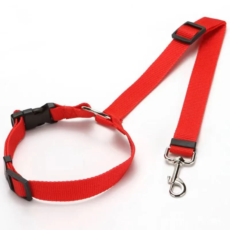 Solid Color Two-in-one Pet Car Seat Belt Nylon Lead Leash