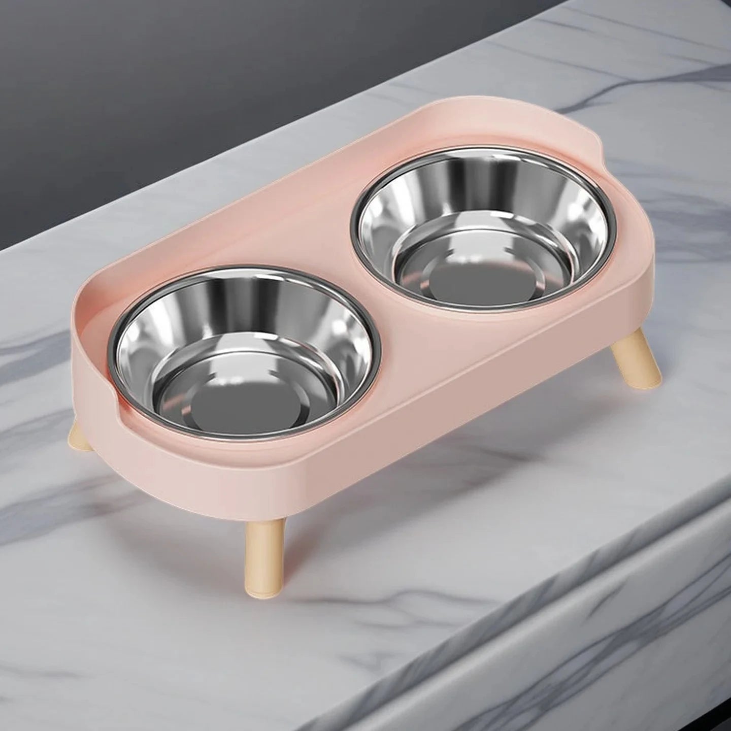Dopamine Colorful Elevated Pet Feeder: Dual Stainless Steel Bowls