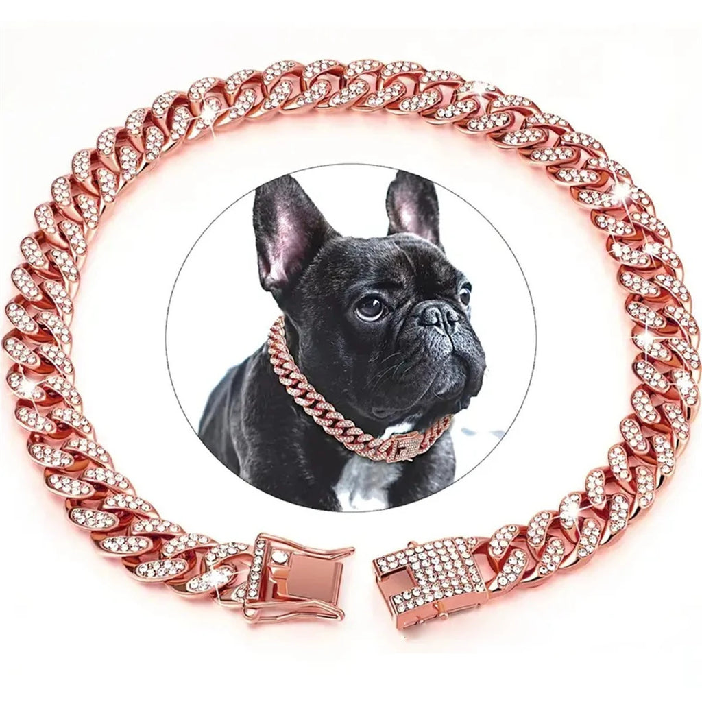Collar Necklace Dog Full Diamond Cuban Chains