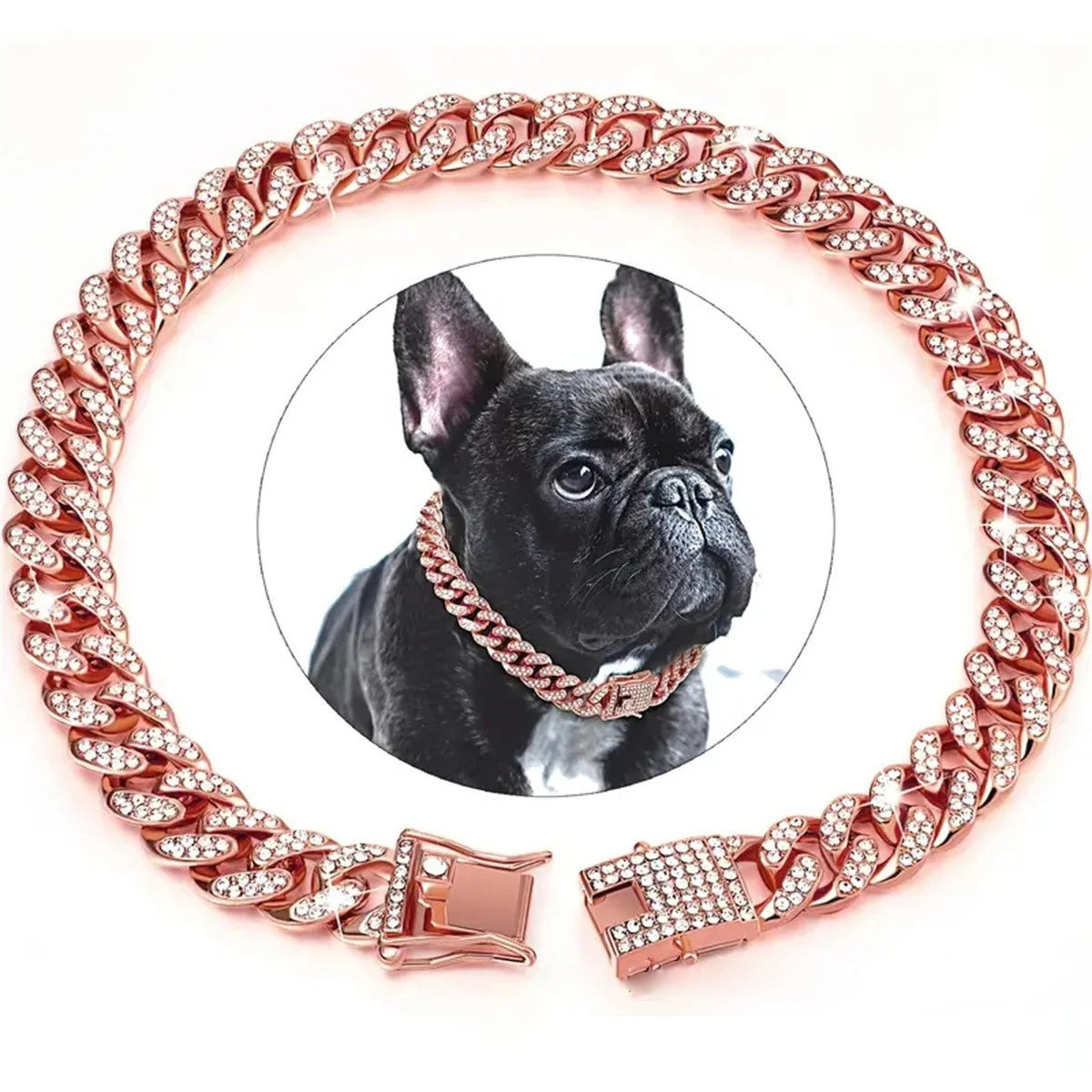 Collar Necklace Dog Full Diamond Cuban Chains