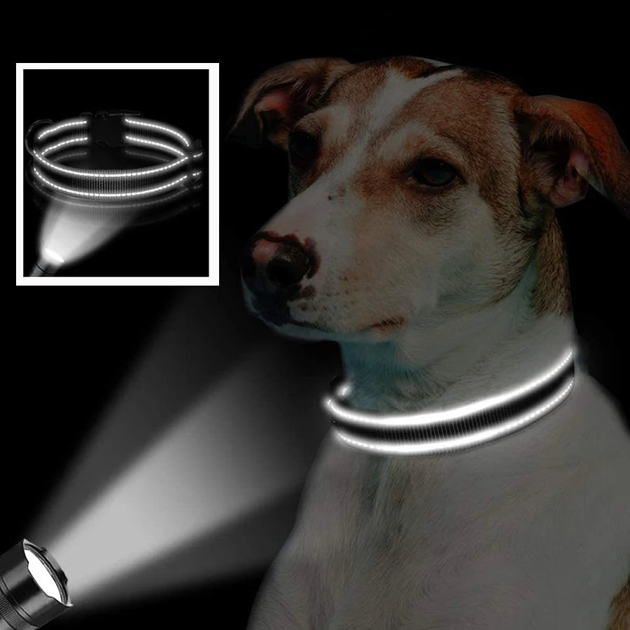 Reflective Dog Collar Soft Padded Breathable Safety Stripes