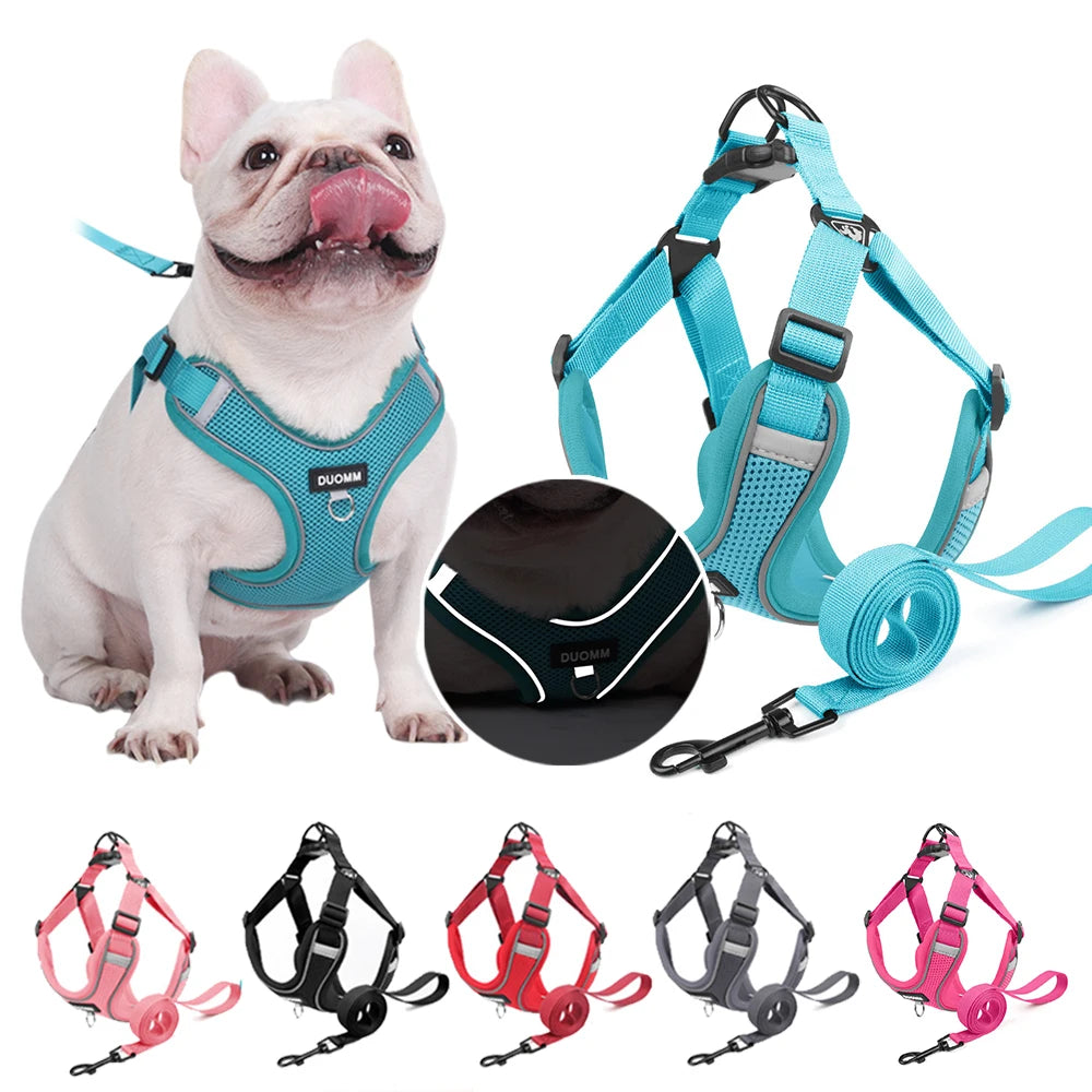 Classic Soft Dog Harness and Leash Set, Breathable Mesh Comfort Vest.  Reflective Dog Harness