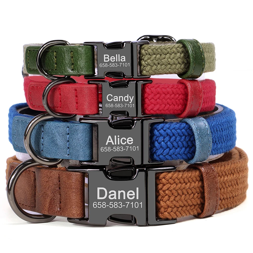 Personalized Nylon Dog Collar Adjustable Dog Collars Custom Pet Name