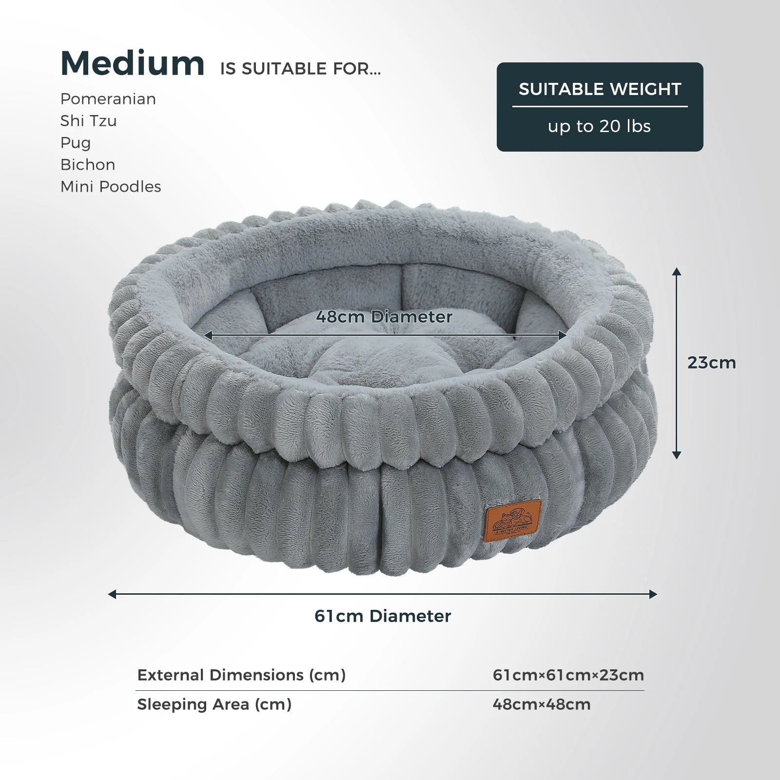 Dog Bed for Medium Dogs Cozy  Bed for Indoor  Washable Round Pet Bed